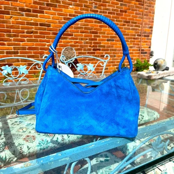 STAUD Valerie Director Blue Suede Bag NWT - Picture 5 of 13
